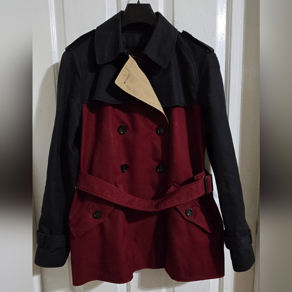 Coach Womens Navy and Burgundy Trench Coat